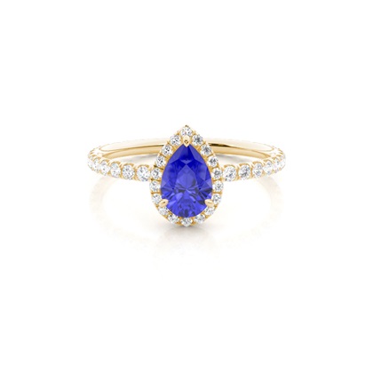 Prong Setting Pear Tanzanite Side Stone Ring