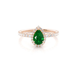 Prong Setting Pear Emerald Side Stone Ring