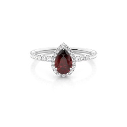 Chaton Zetting Peer Granaat Ring Met Zijstenen