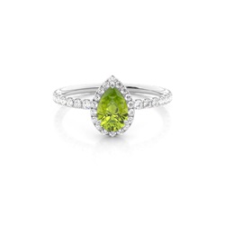 Prong Setting Pear Peridot Side Stone Ring