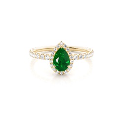 Prong Setting Pear Emerald Side Stone Ring