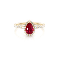 Prong Setting Pear Ruby Side Stone Ring