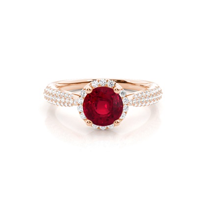 Prong Setting Round Ruby Side Stone Ring