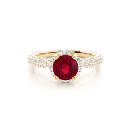 Prong Setting Round Ruby Side Stone Ring