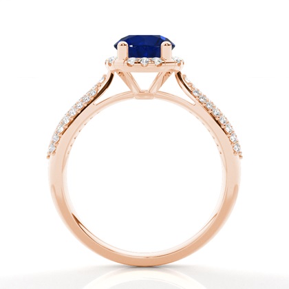 Zinkeneinstellung Runder blauer Saphir-Seitensteinring