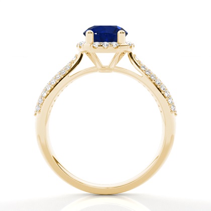 Zinkeneinstellung Runder blauer Saphir-Seitensteinring