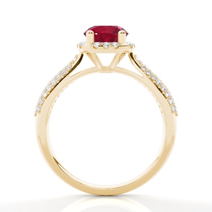 Prong Setting Round Ruby Side Stone Ring
