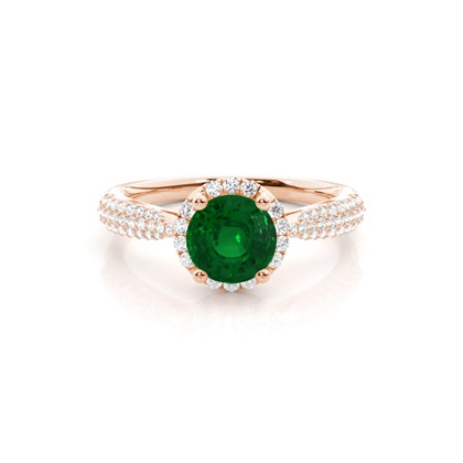 Prong Setting Round Emerald Side Stone Ring