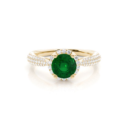 Prong Setting Round Emerald Side Stone Ring