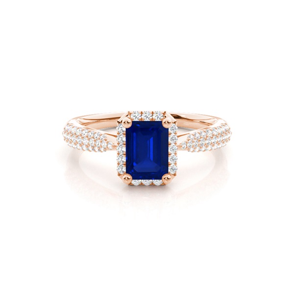 Prong Setting Blue Sapphire Side Stone Ring