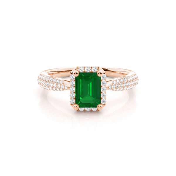 Prong Setting Emerald Side Stone Ring