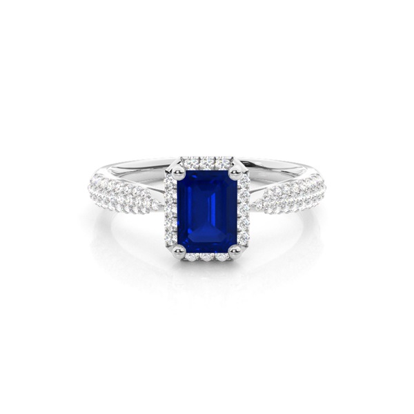 Prong Setting Blue Sapphire Side Stone Ring