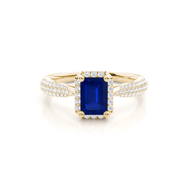 Prong Setting Blue Sapphire Side Stone Ring