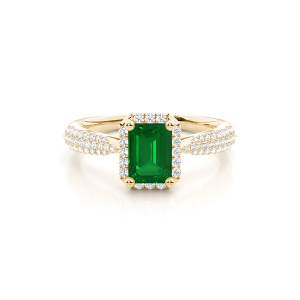 Prong Setting Emerald Side Stone Ring