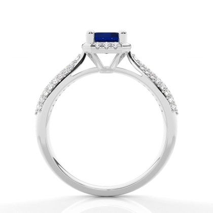 Zinkeneinstellung Blauer Saphir-Seitensteinring