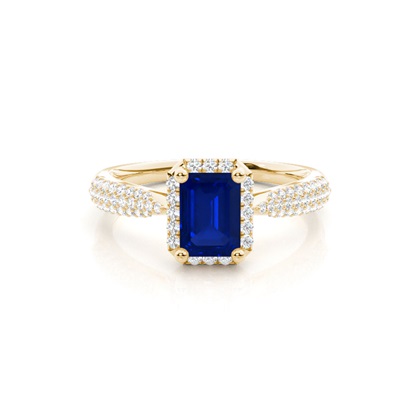 Emerald Yellow Gold Gemstone Diamond Rings