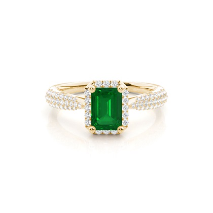 Prong Setting Emerald Side Stone Ring