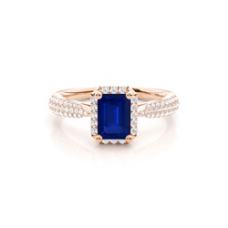 Prong Setting Blue Sapphire Side Stone Ring