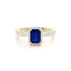 Prong Setting Blue Sapphire Side Stone Ring