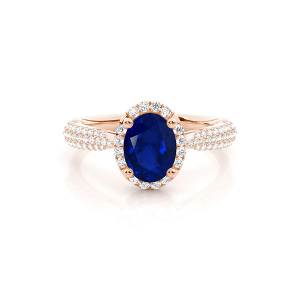 Prong Setting Oval Blue Sapphire Side Stone Ring