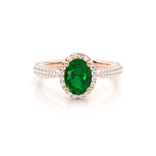 Prong Setting Oval Emerald Side Stone Ring