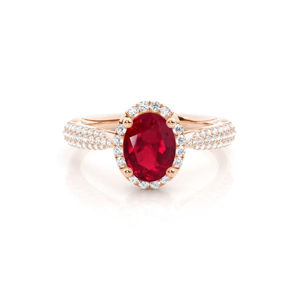 Prong Setting Oval Ruby Side Stone Ring