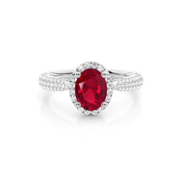 Prong Setting Oval Ruby Side Stone Ring