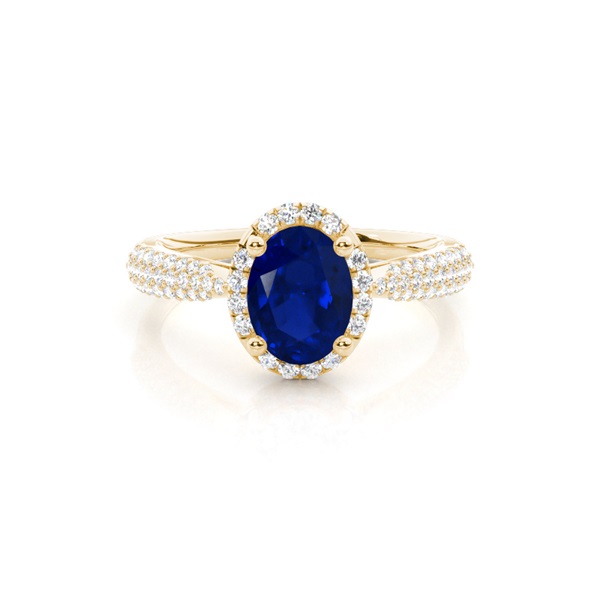 Prong Setting Oval Blue Sapphire Side Stone Ring