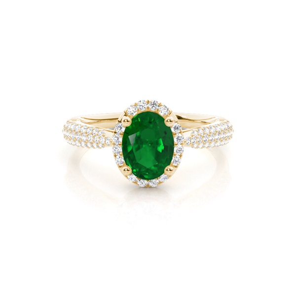 Prong Setting Oval Emerald Side Stone Ring