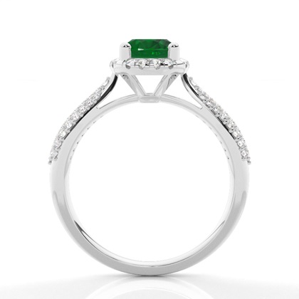 Zinkeneinstellung Ovaler Smaragd-Seitensteinring