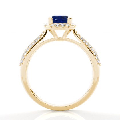 Zinkeneinstellung Oval Blue Sapphire Side Stone Ring