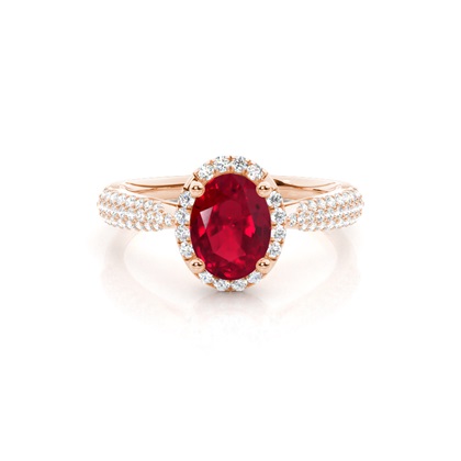 Prong Setting Oval Ruby Side Stone Ring