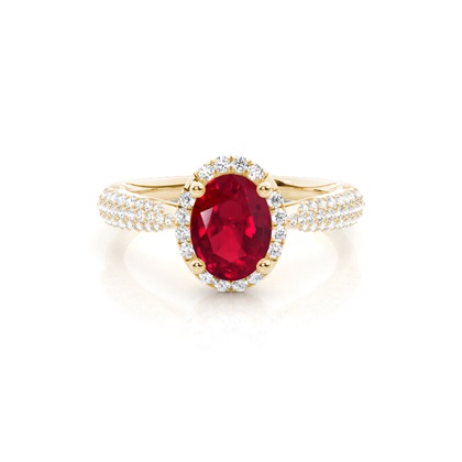 Prong Setting Oval Ruby Side Stone Ring