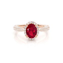 Prong Setting Oval Ruby Side Stone Ring