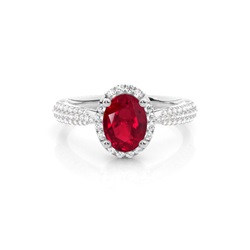 Prong Setting Oval Ruby Side Stone Ring