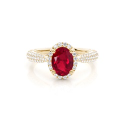 Prong Setting Oval Ruby Side Stone Ring