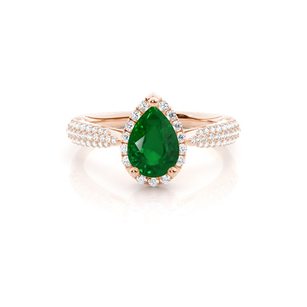 Prong Setting Pear Emerald Side Stone Ring