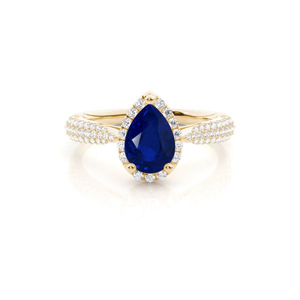 Prong Setting Pear Blue Sapphire Side Stone Ring