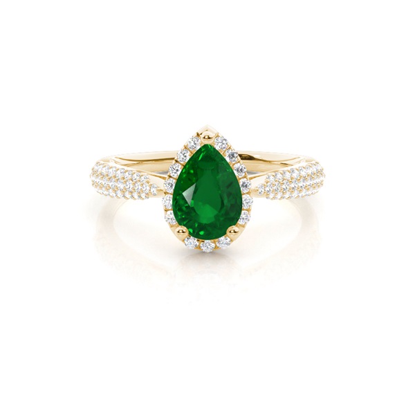 Prong Setting Pear Emerald Side Stone Ring