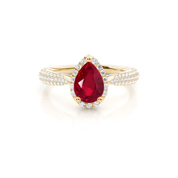 Prong Setting Pear Ruby Side Stone Ring