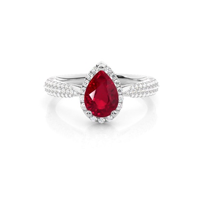 Pear Ruby Diamond Engagement Rings