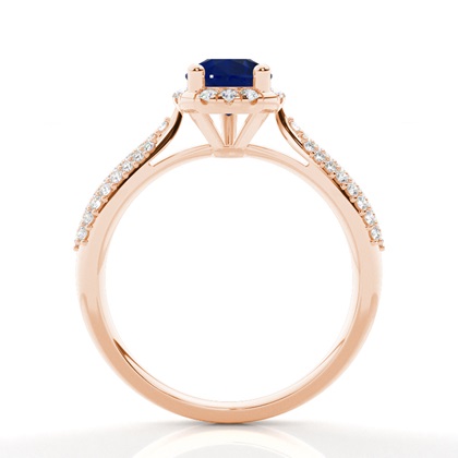 Zinkeneinstellung Birnenblauer Saphir-Seitensteinring