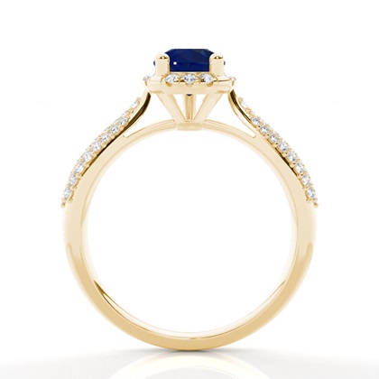 Zinkeneinstellung Birnenblauer Saphir-Seitensteinring