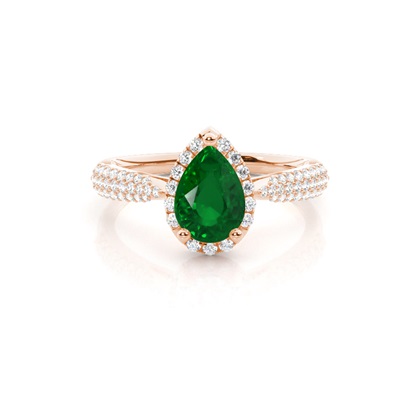 Prong Setting Pear Emerald Side Stone Ring