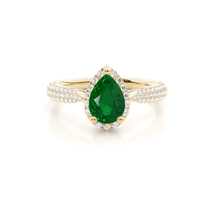 Prong Setting Pear Emerald Side Stone Ring