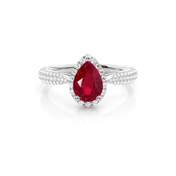 Zinkeneinstellung Birne Rubin Seite Stein Ring