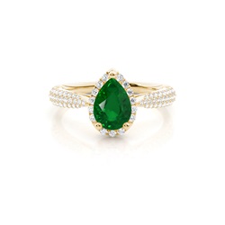 Prong Setting Pear Emerald Side Stone Ring