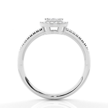 Unsichtbare Zinkeneinstellung Runder Diamantclusterring