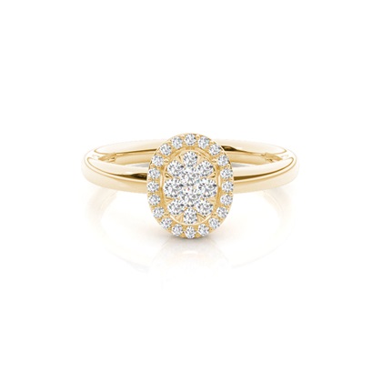 Round Yellow Gold Cluster Diamond Engagement Rings