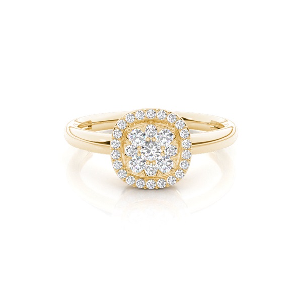 Invisible Prong Setting Round Diamond Cluster Ring